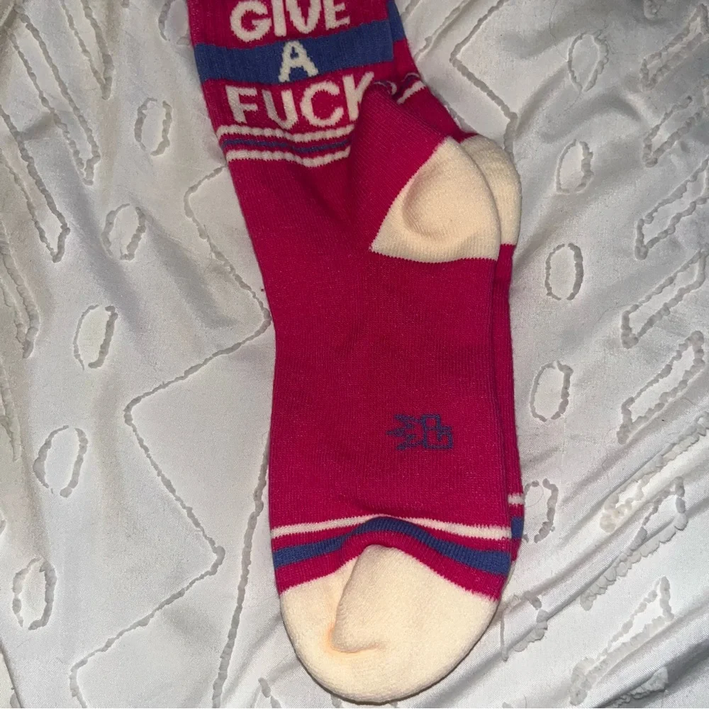 Pink ‘CATS DONT GIVE A FXCK’ Gumball Poodle Cat Socks, Brand New